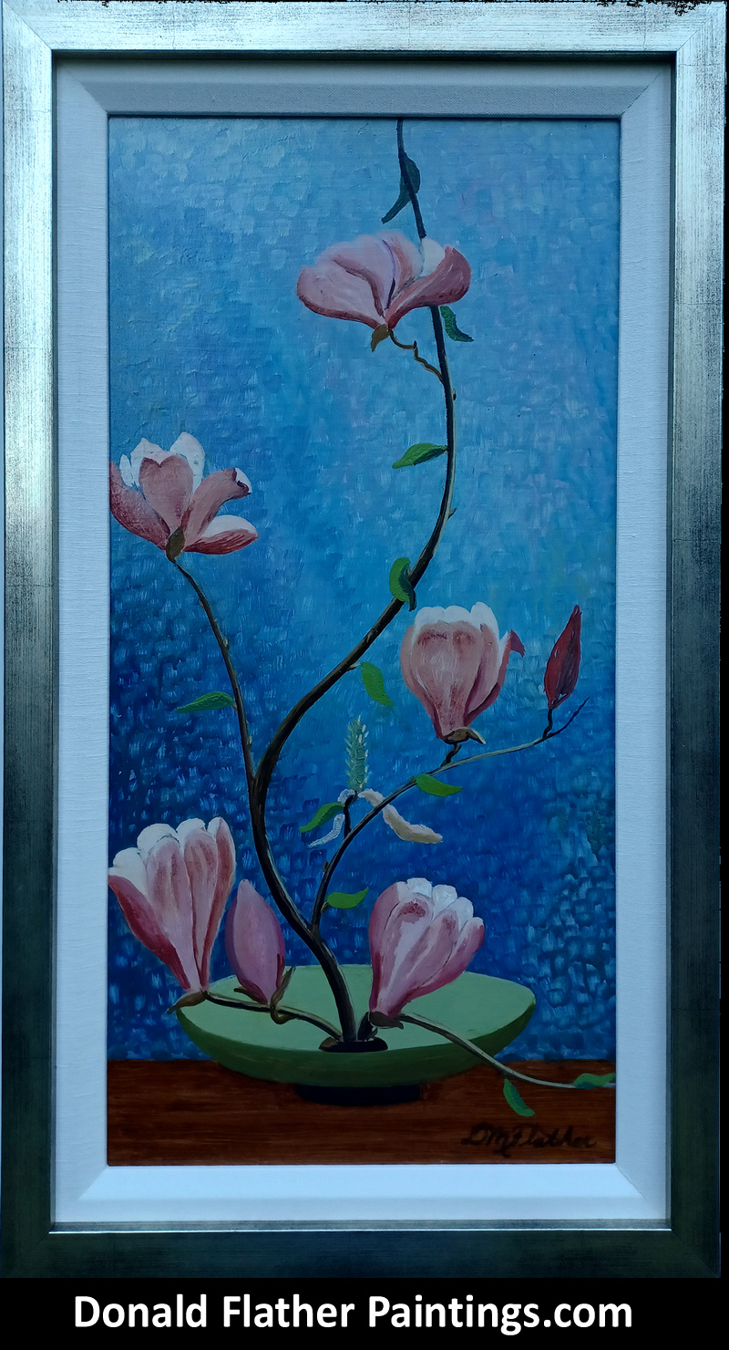 Dr. DM (Donald McIntosh) Flather original Canadian oil floral painting titled 'White Lillies'