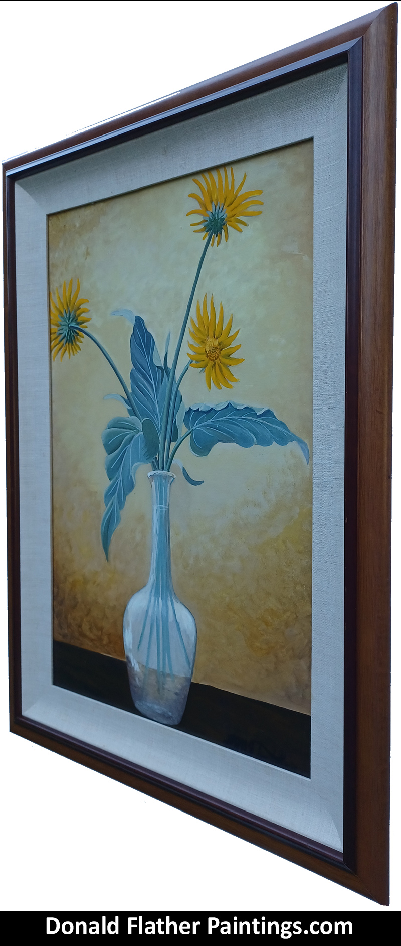 Dr. DM (Donald McIntosh) Flather original Canadian oil floral painting titled 'Balsamorhiza Sagittata' - PFL63
