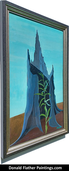 Click here to see Donald Flather original Canadian oil painting titled Reincarnation side frame view